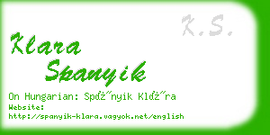 klara spanyik business card